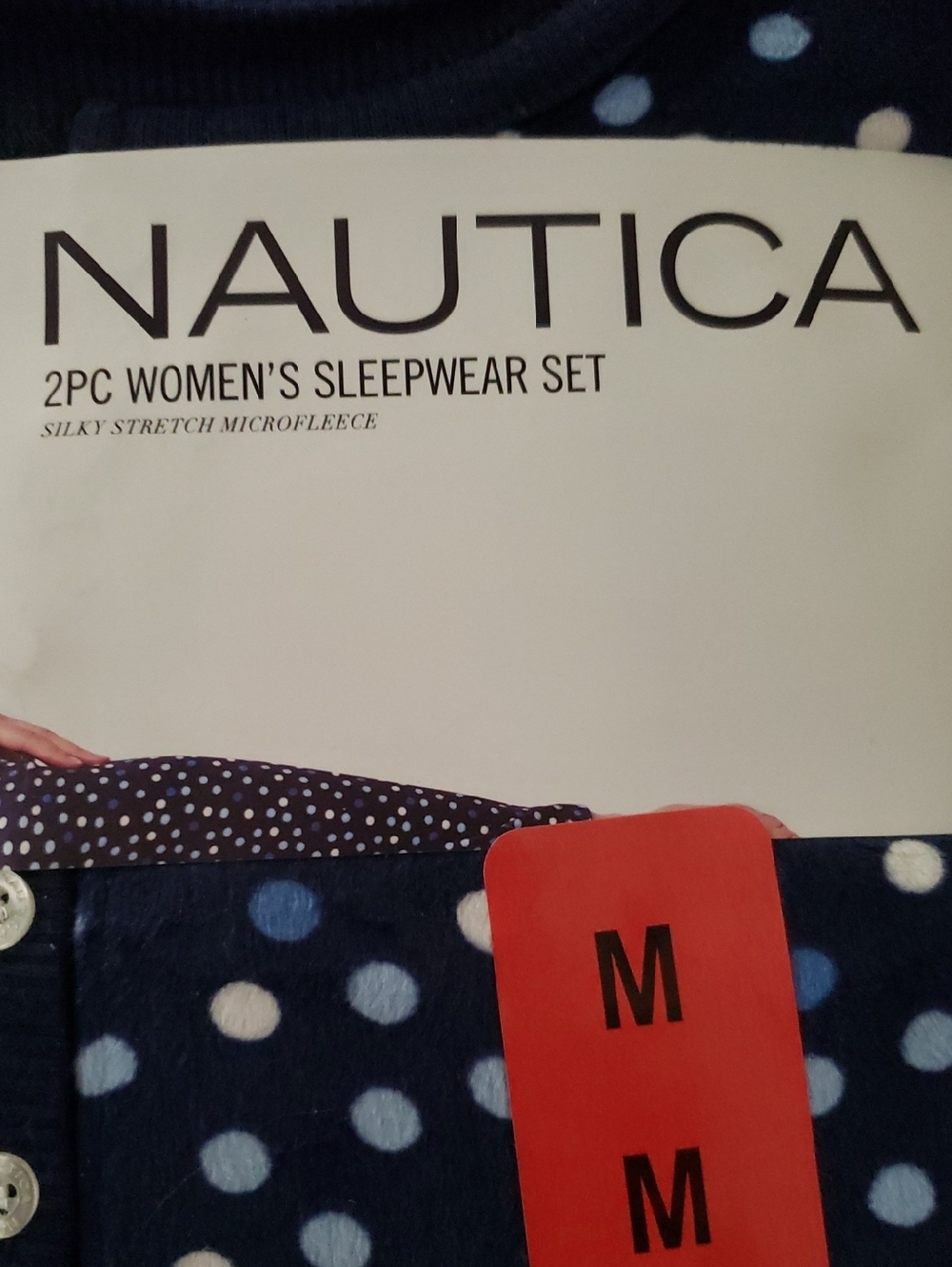 NWT-Nautica Navy Polka Dot Two-Piece Sleep Set Size Medium - Picture 3 of 6